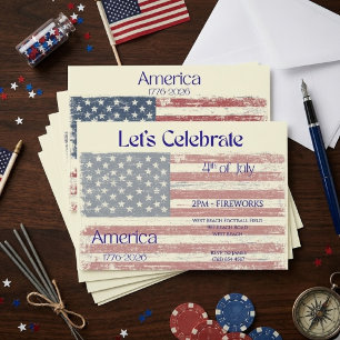 Patriotic America 1776 - 2026 Flag Celebration In Invitation