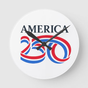 Patriotic America 250th Anniversary USA 2026 Round Clock