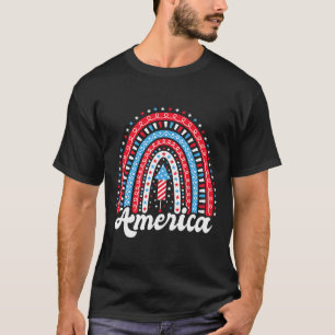 Patriotic America Boho Rainbow 4th Of July Indepen T-Shirt