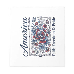 Patriotic America Floral Vintage Shirt Design_1 Notepad