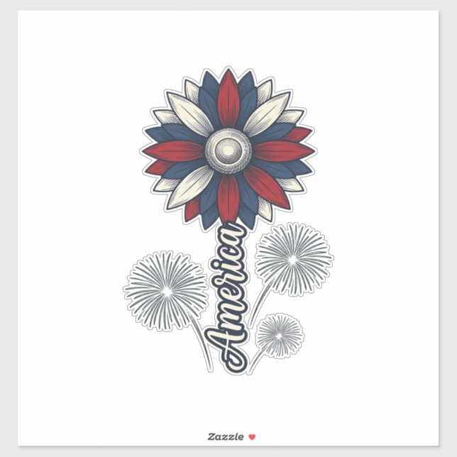 Patriotic America Flower Fireworks Vector Design_1 (Sheet)