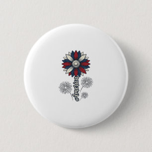 Patriotic America Flower Fireworks Vector Design_1 6 Cm Round Badge