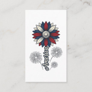 Patriotic America Flower Fireworks Vector Design_1 Business Card