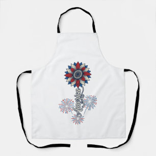 Patriotic America Flower Fireworks Vintage Design_ Apron