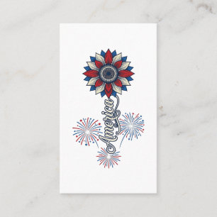 Patriotic America Flower Fireworks Vintage Design_ Business Card