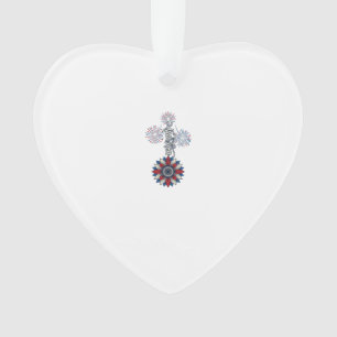 Patriotic America Flower Fireworks Vintage Design_ Ornament