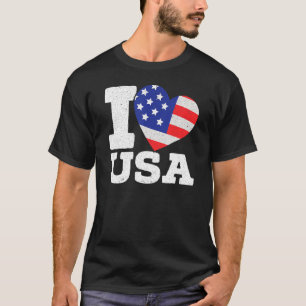 Patriotic America I Love USA Flag 4th Of July Amer T-Shirt