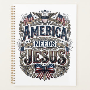 Patriotic America Needs Jesus Vintage T-Shirt Planner
