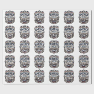 Patriotic America Needs Jesus Vintage T-Shirt Wrapping Paper