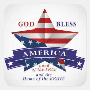 Patriotic America Star Design (v3) Square Sticker