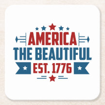Patriotic America the Beautiful Paper Coaster