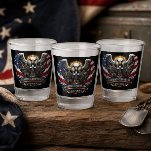 Patriotic American 4th of July & America 250 Shot Glass