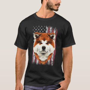 Patriotic American Akita Inu Dog Usa Flag T-Shirt