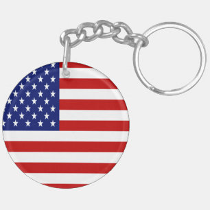 Patriotic American And Texas Flags Key Ring