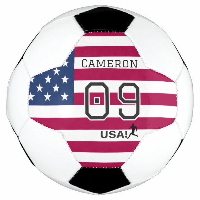 Patriotic American Athlete Shield Stars Stripes  Soccer Ball (Front)