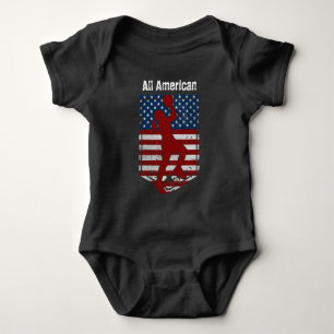 Patriotic American Basketball Vintage Distressed Baby Bodysuit