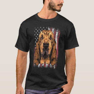 Patriotic American Bloodhound Dog Usa Flag T-Shirt