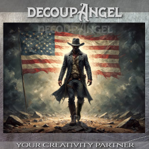 Patriotic American Boy - Decoupage - Tissue Paper