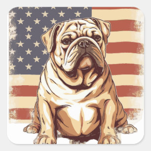 Patriotic American bulldog Square Sticker