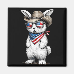 Patriotic American Bunny Cowboy Face Easter Day Magnet