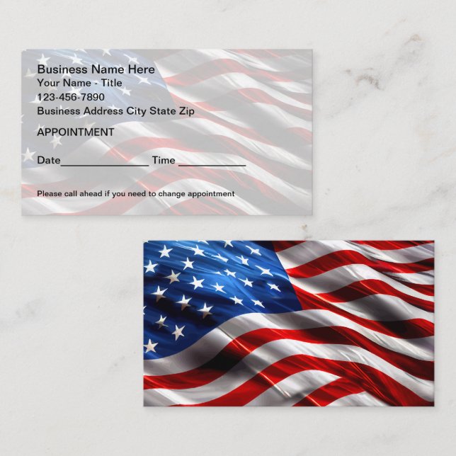 Patriotic American Business Appointment Cards (Front/Back)