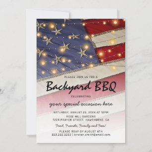 Patriotic American Celebration BBQ Party Invitation