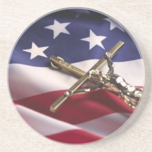 PATRIOTIC AMERICAN CHRISTIAN COASTER