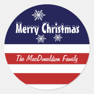 Patriotic American Christmas holidays Classic Round Sticker
