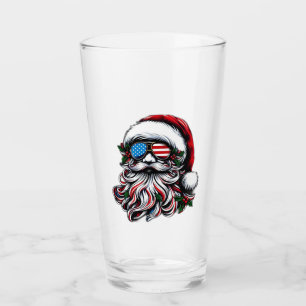 Patriotic/American Christmas Santa Glass