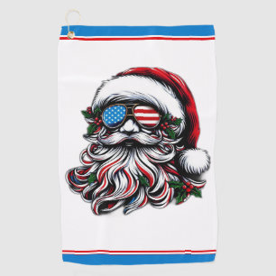 Patriotic/American Christmas Santa Golf Towel
