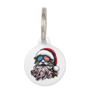 Patriotic/American Christmas Santa Pet Tag