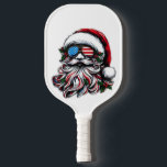 Patriotic/American Christmas Santa Pickleball Paddle<br><div class="desc">USA</div>
