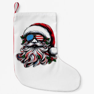 Patriotic/American Christmas Santa Small Christmas Stocking