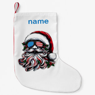 Patriotic/American Christmas Santa Small Christmas Stocking