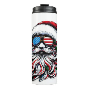 Patriotic/American Christmas Santa Thermal Tumbler