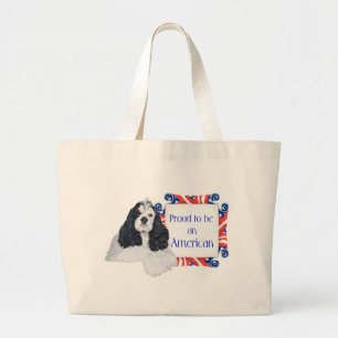 Patriotic American Cocker Spaniel Large Tote Bag