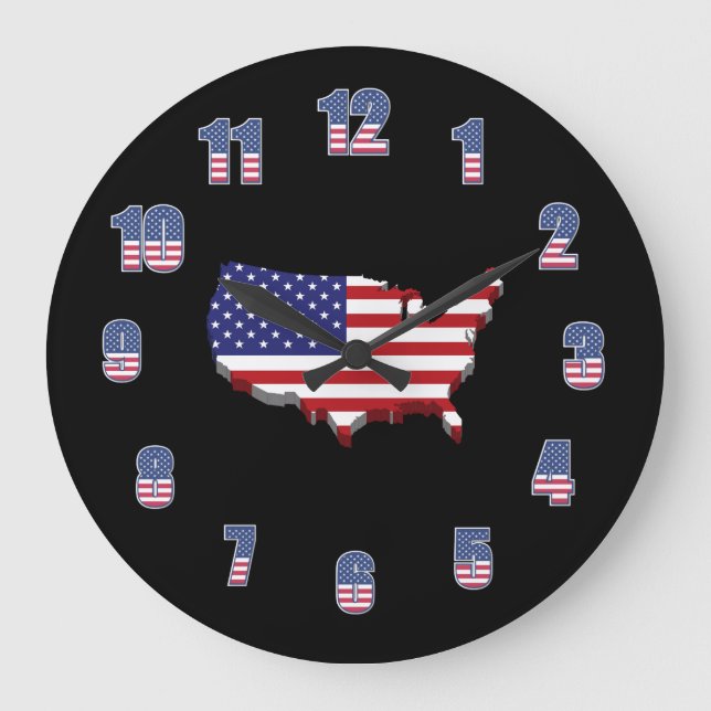 Patriotic American Country Large Clock (Front)