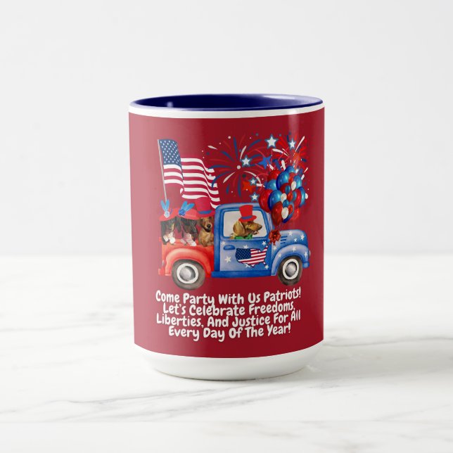 Patriotic American Dachshunds Coffee Mug (Center)