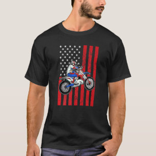 Patriotic American Distressed Flag Motocross Rider T-Shirt