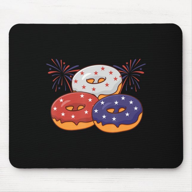 Patriotic American Doughnut 4th of July Memorial D Mouse Pad (Front)
