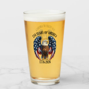 Patriotic American Eagle 250 Years 1776-2026 Glass