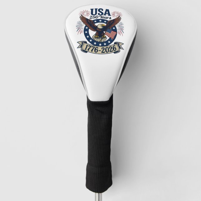 Patriotic American Eagle 250 Years 1776-2026 Golf Head Cover (Front)
