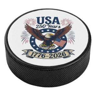 Patriotic American Eagle 250 Years 1776-2026 Hockey Puck