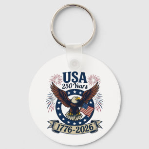 Patriotic American Eagle 250 Years 1776-2026 Key Ring