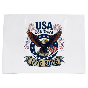 Patriotic American Eagle 250 Years 1776-2026 Large Gift Bag