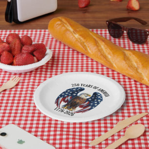 Patriotic American Eagle 250 Years 1776-2026 Paper Plate