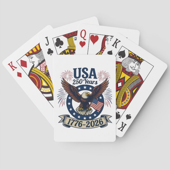Patriotic American Eagle 250 Years 1776-2026 Playing Cards (Back)