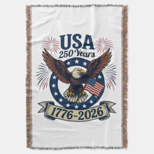 Patriotic American Eagle 250 Years 1776-2026 Throw Blanket