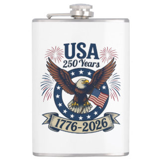 Patriotic American Eagle 250 Years Hip Flask