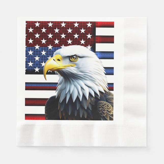 Patriotic American Eagle and US Flag Napkin (Front)